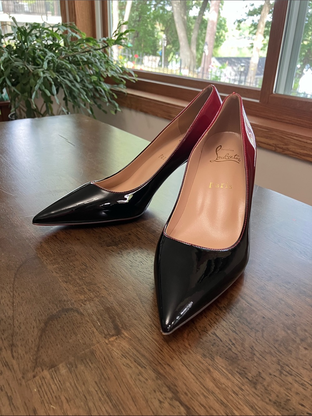 Christian Louboutin Black Patent Pointed Pumps 40